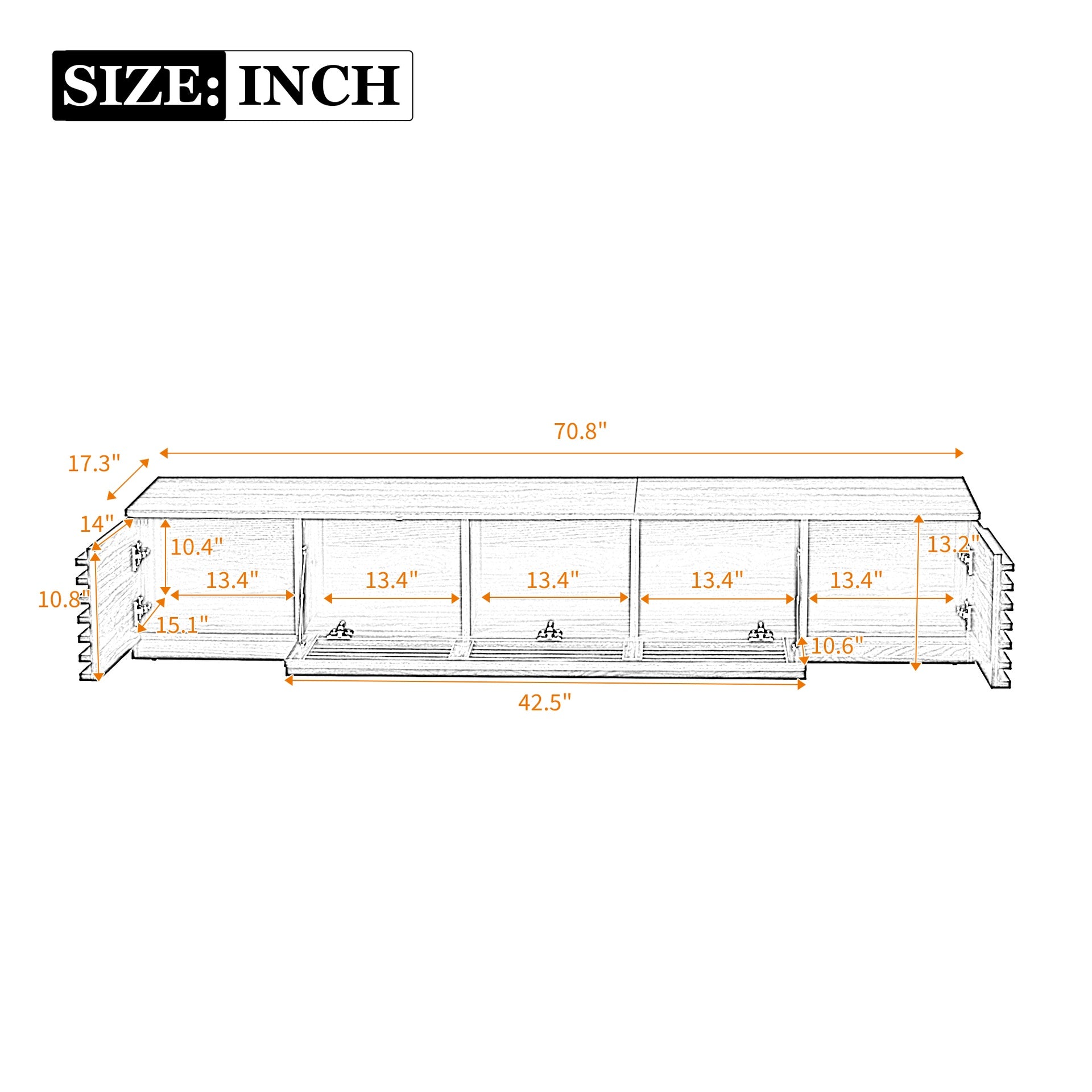 70 inch Modern TV Stand for TVs up to 80", Entertainment Center with Cable Management, Soft-Closing Hinges for Living Room