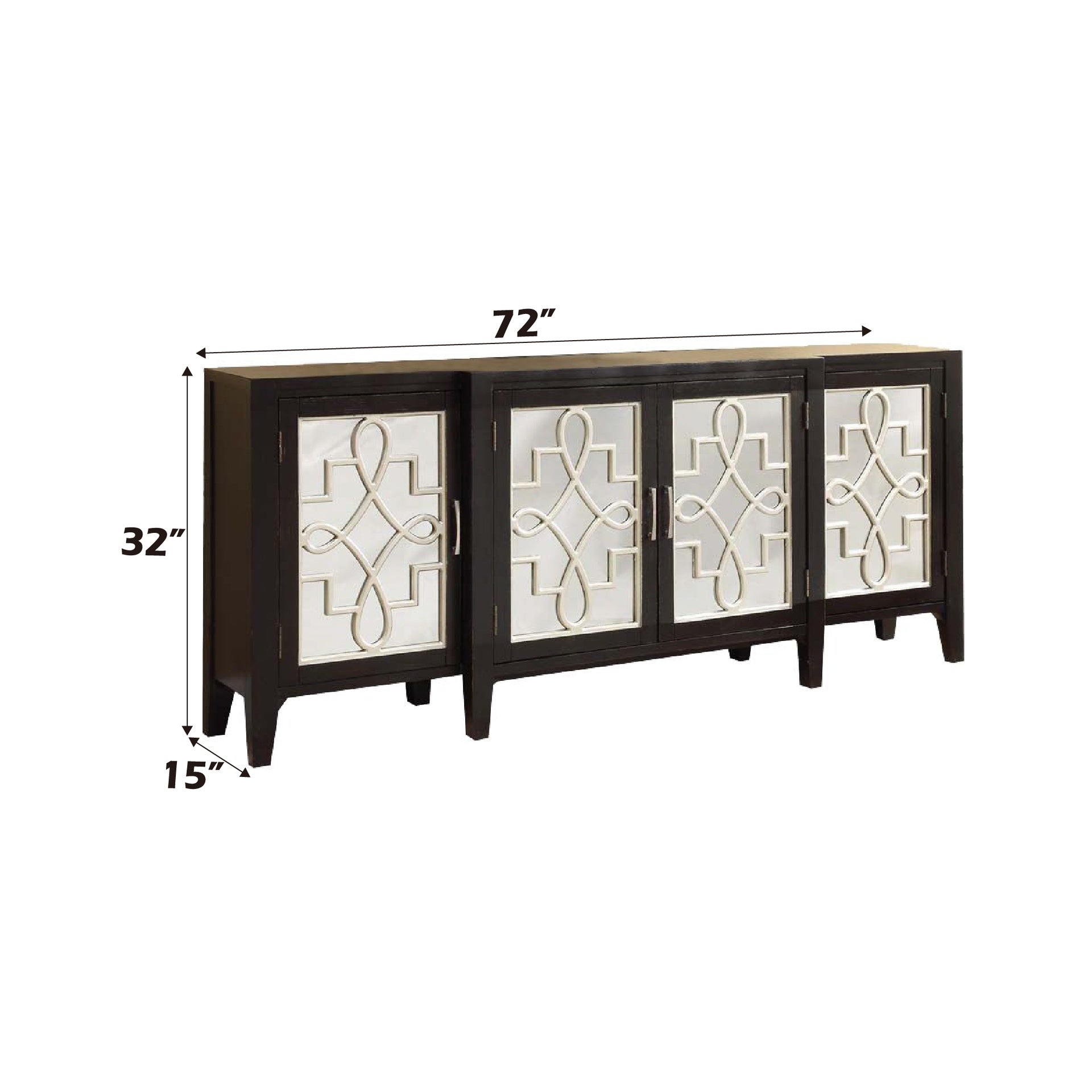 Kacia Antique Black Finish Console Cabinet