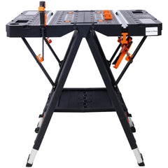 Portable Folding Work Table, 2-in-1 as Sawhorse & Workbench,  Large Load Capacity with 2pcs Clamps