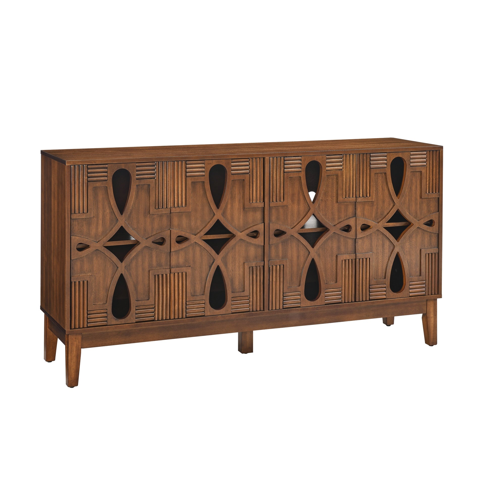 60.5" Mid Century Modern Sideboard Buffet Cabinet with Storage, TV Media Console Table, Storage Cabinet with 4 Doors & Adjustable Shelves for Kitchen Dining Living Room Entryway, Walnut