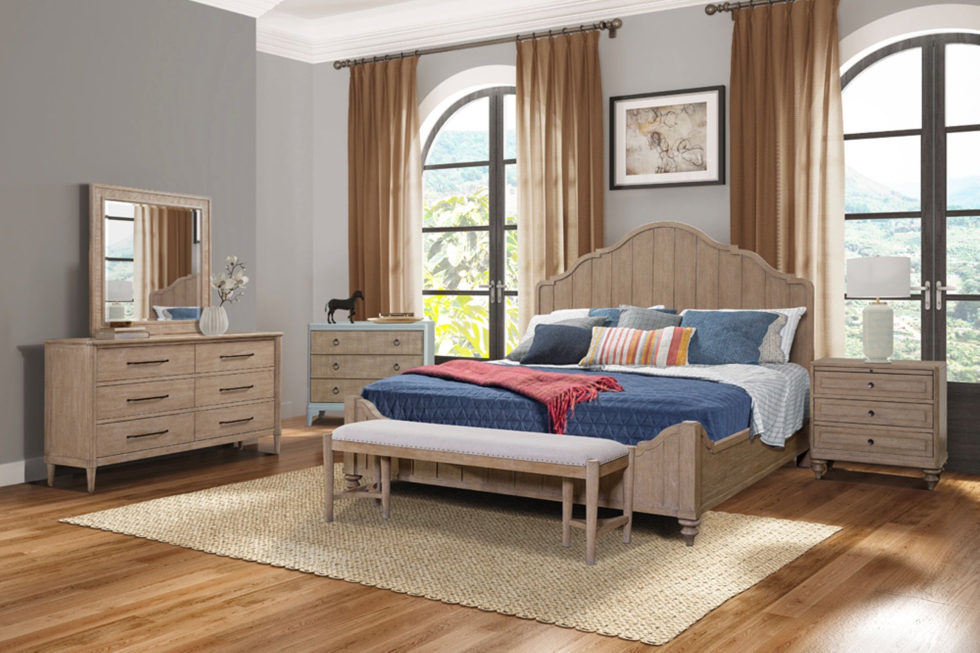 Casual 6 Drawer Dresser Sand Finish