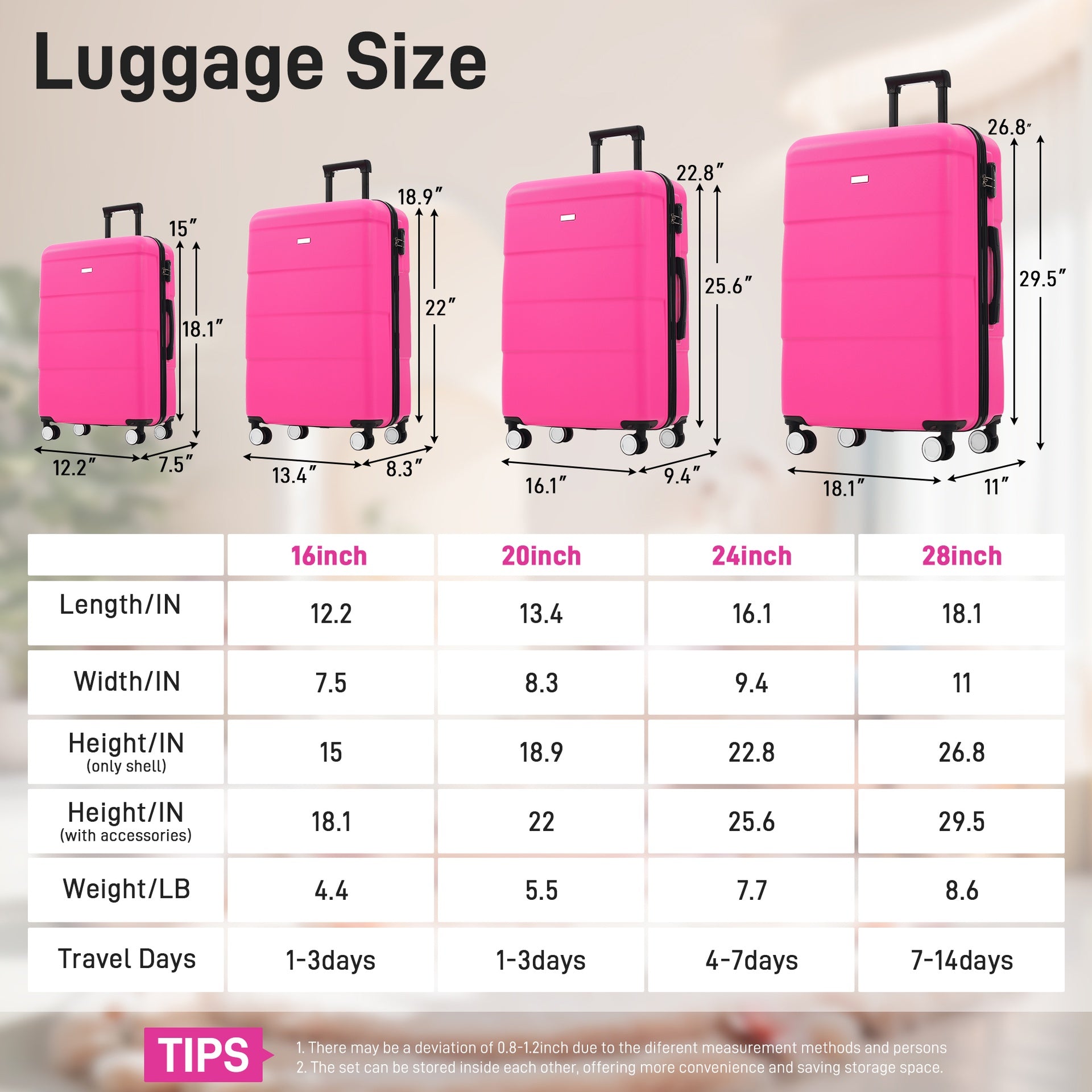 Hardshell Luggage Sets 6 Piece with 2 Bags,Carry on Suitcase with Handle Password Lock Double Spinner Wheels, Lightweight 16"+20"+24"+28" Luggages