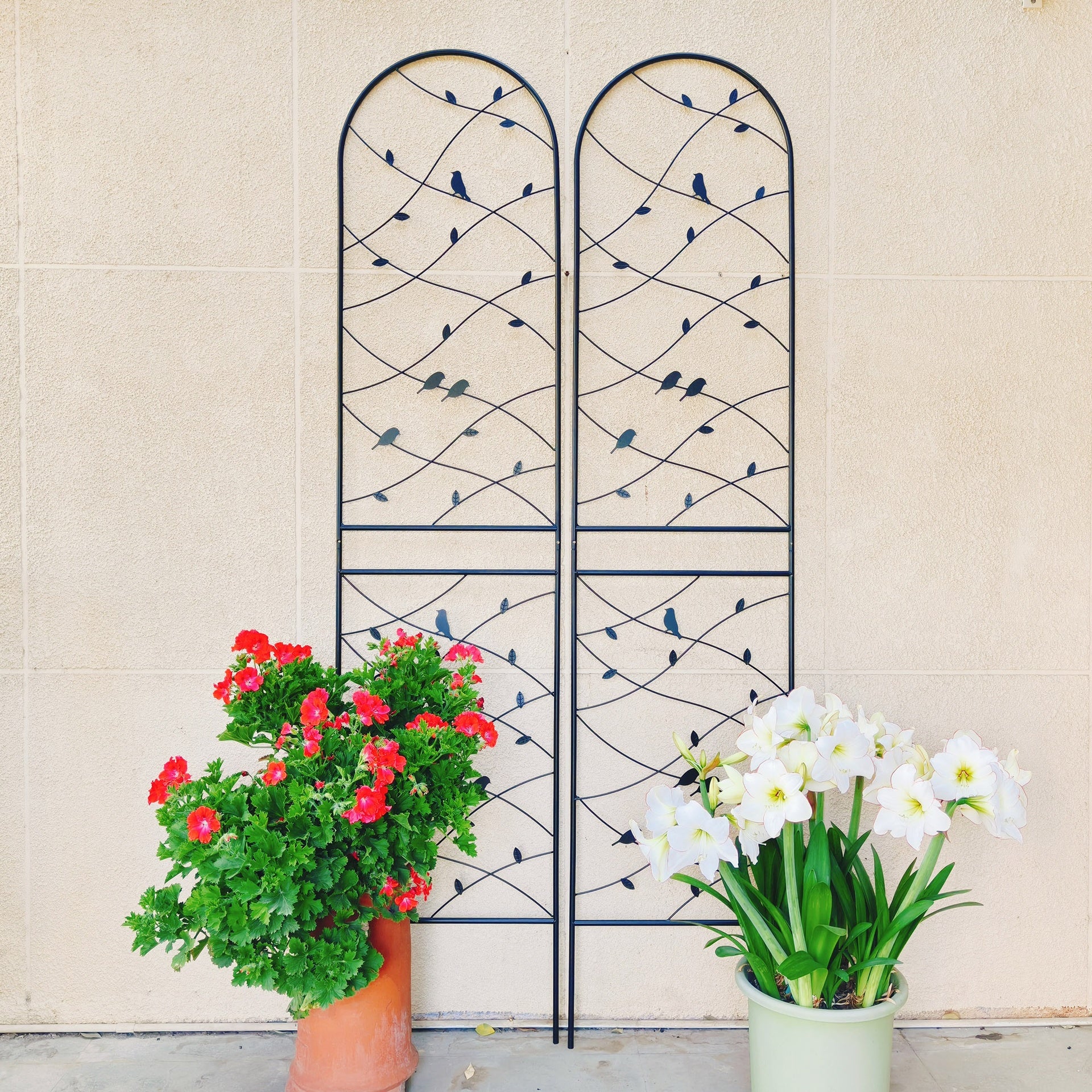 4 Pack Metal Garden Trellis 86.7" x 19.7" Rustproof Trellis for Climbing Plants Outdoor Flower Support Bird Deco Black