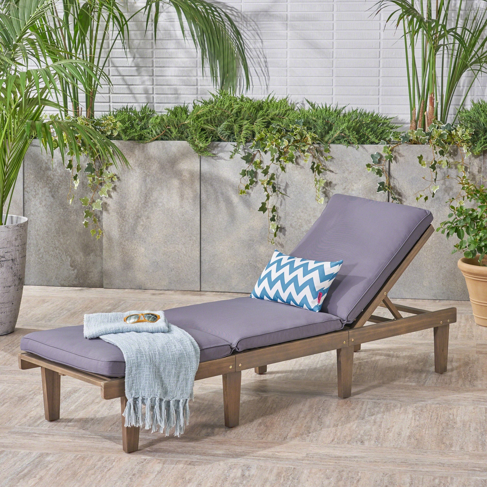 ARIANA KD WOOD CHAISE LOUNGE W/ CUSHION