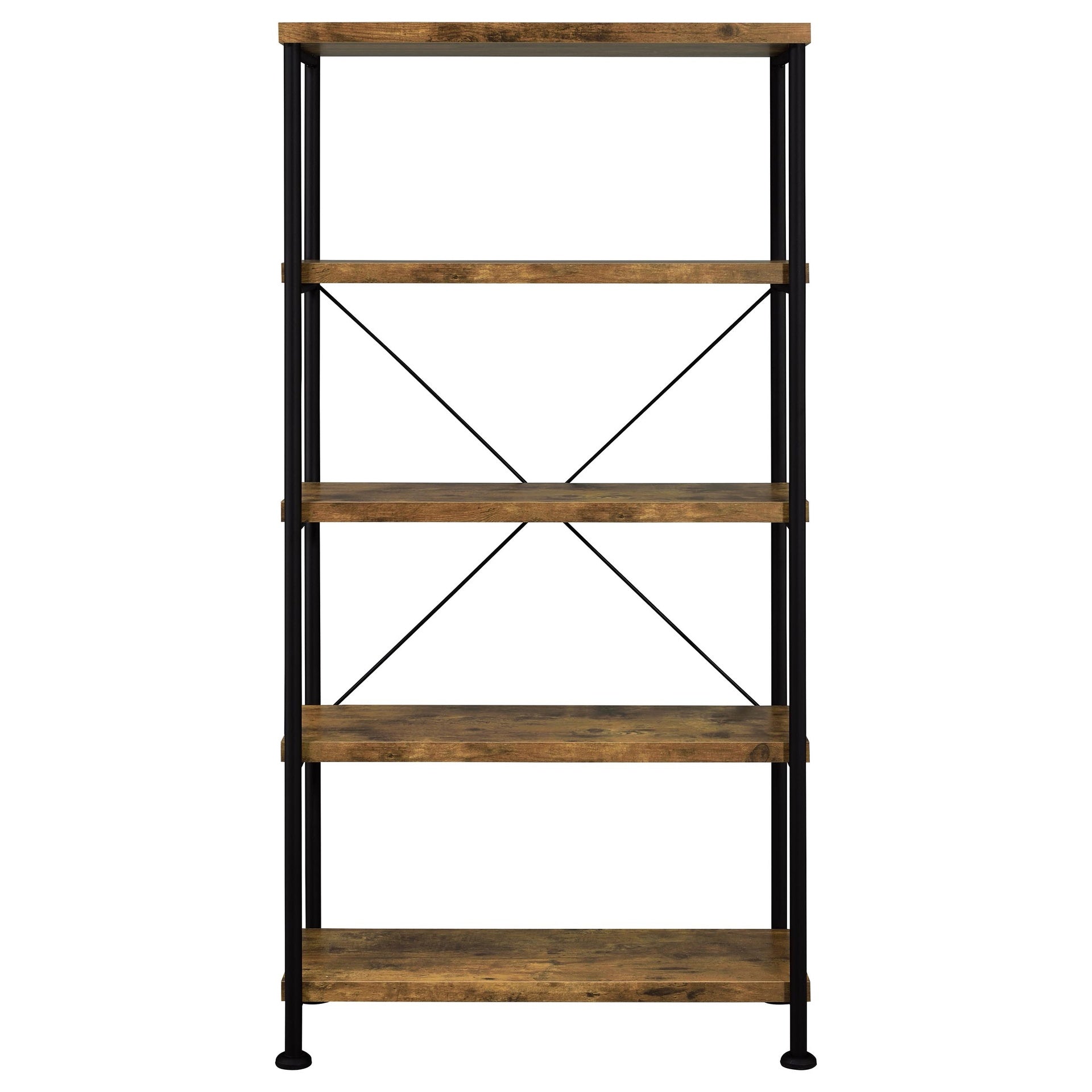 Antique Nutmeg and Black 4-shelf Bookcase