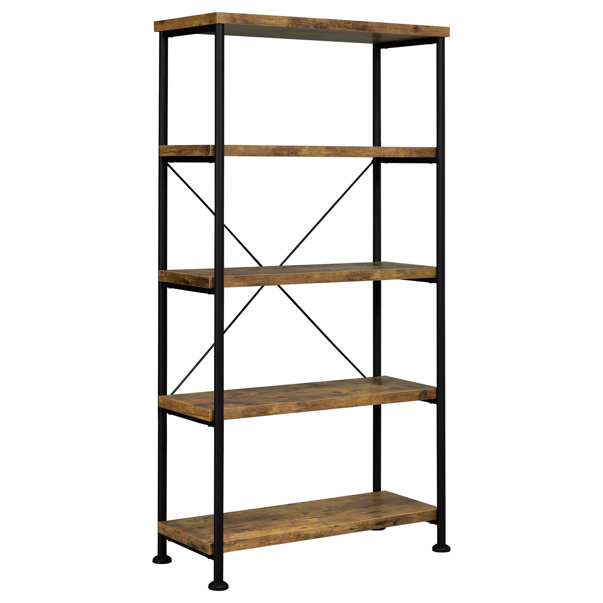 Antique Nutmeg and Black 4-shelf Bookcase