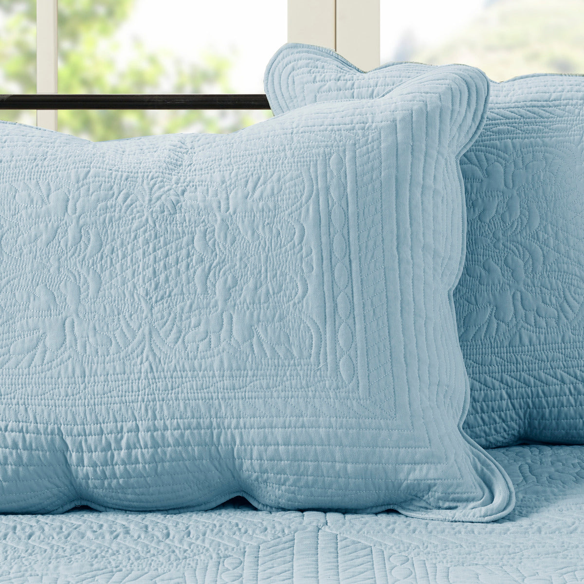 6 Piece Reversible Scalloped Edge Daybed Cover Set Blue Daybed