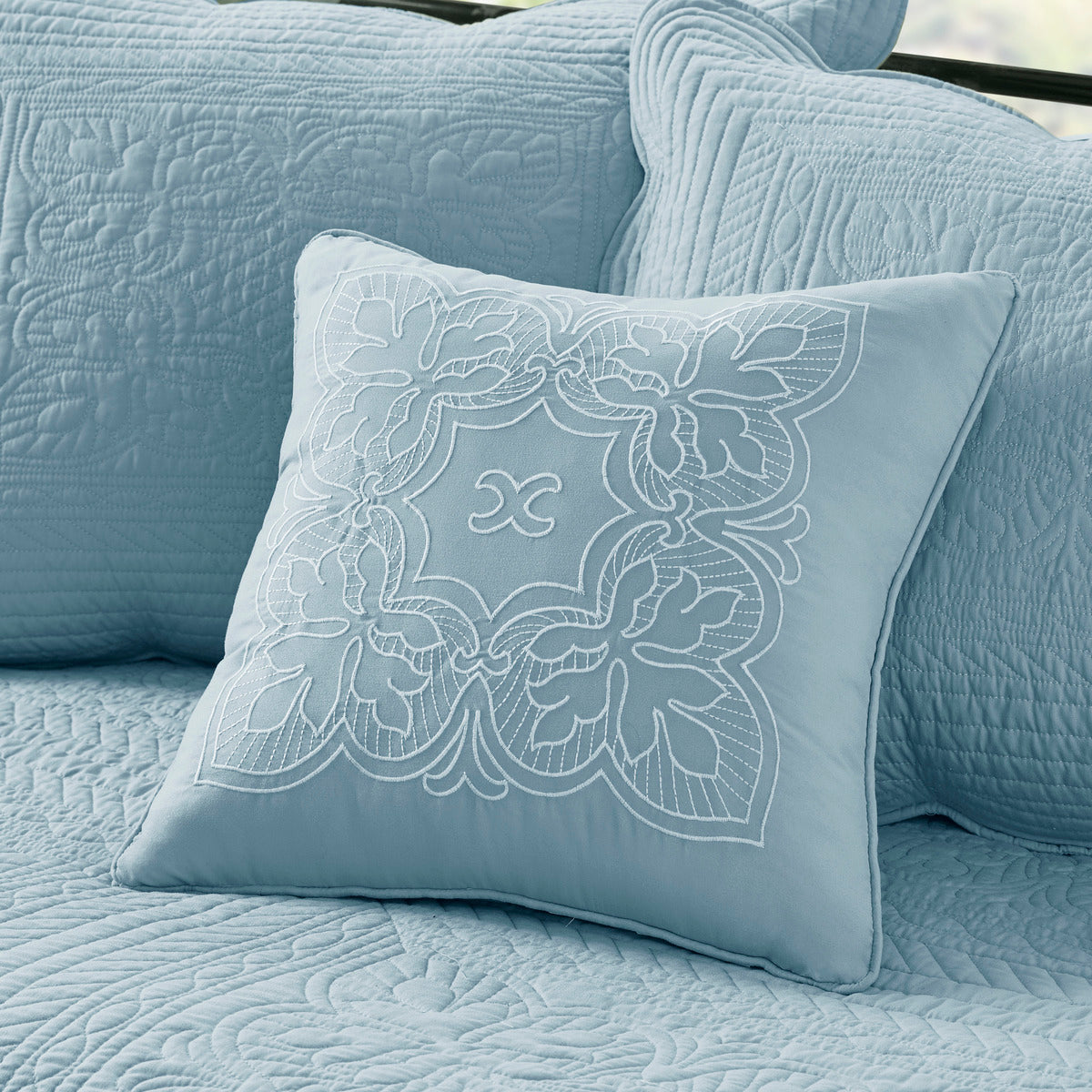6 Piece Reversible Scalloped Edge Daybed Cover Set Blue Daybed