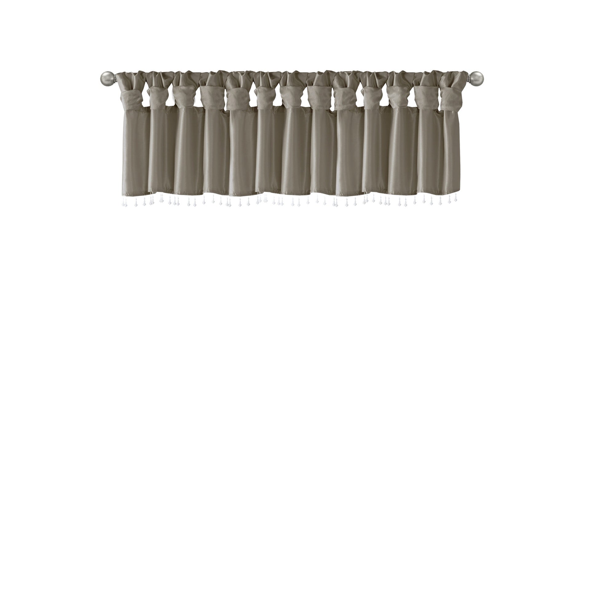 Lightweight Faux Silk Valance With Beads Pewter 50x26"