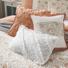 6 Piece Cotton Percale Quilt Set with Throw Pillows Coral Full/Queen
