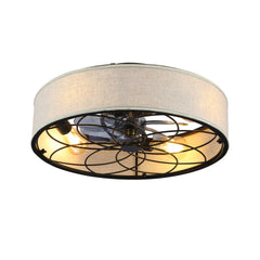 20"  Low Profile Fabric Farmhouse Bladeless Ceiling fan With Remote Control,Low Profile Modern Enclosed Ceiling Fans with Reversible Motor For Living room, Bedroom,Kitchen--NOT INCLUDED BULBS