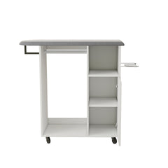 Ironing Cart with Rolling Ironing Board, Multipurpose Ironing Cabinet with Wheels, Compact Ironing Solution for Laundry Room, Bedroom,Cloakroom-White
