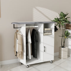 Ironing Cart with Rolling Ironing Board, Multipurpose Ironing Cabinet with Wheels, Compact Ironing Solution for Laundry Room, Bedroom,Cloakroom-White