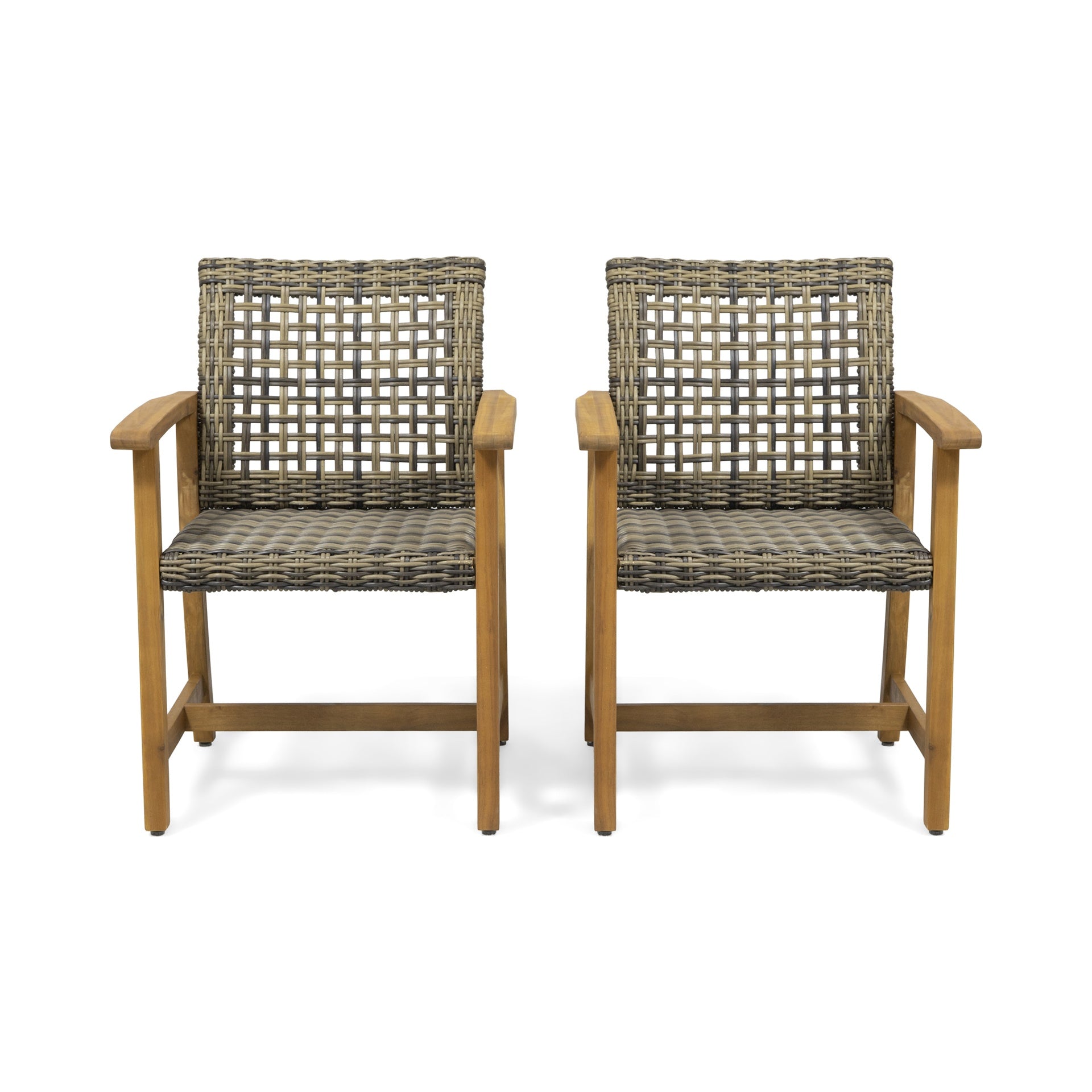 HAMPTON WOOD AND WICKER DINING CHAIR( SET OF 2 )