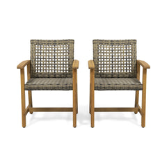 HAMPTON WOOD AND WICKER DINING CHAIR( SET OF 2 )