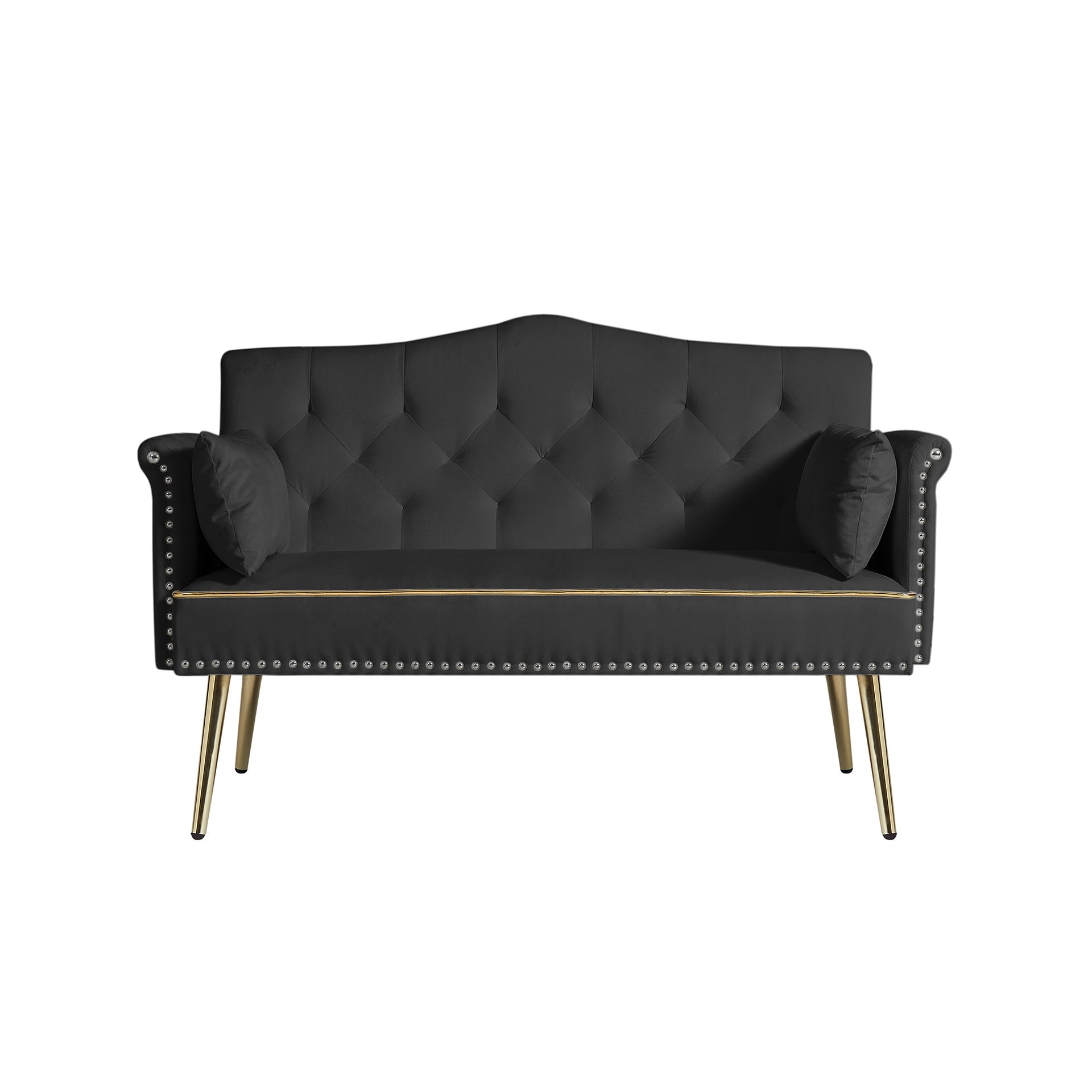 Black Velvet Loveseat Sofa