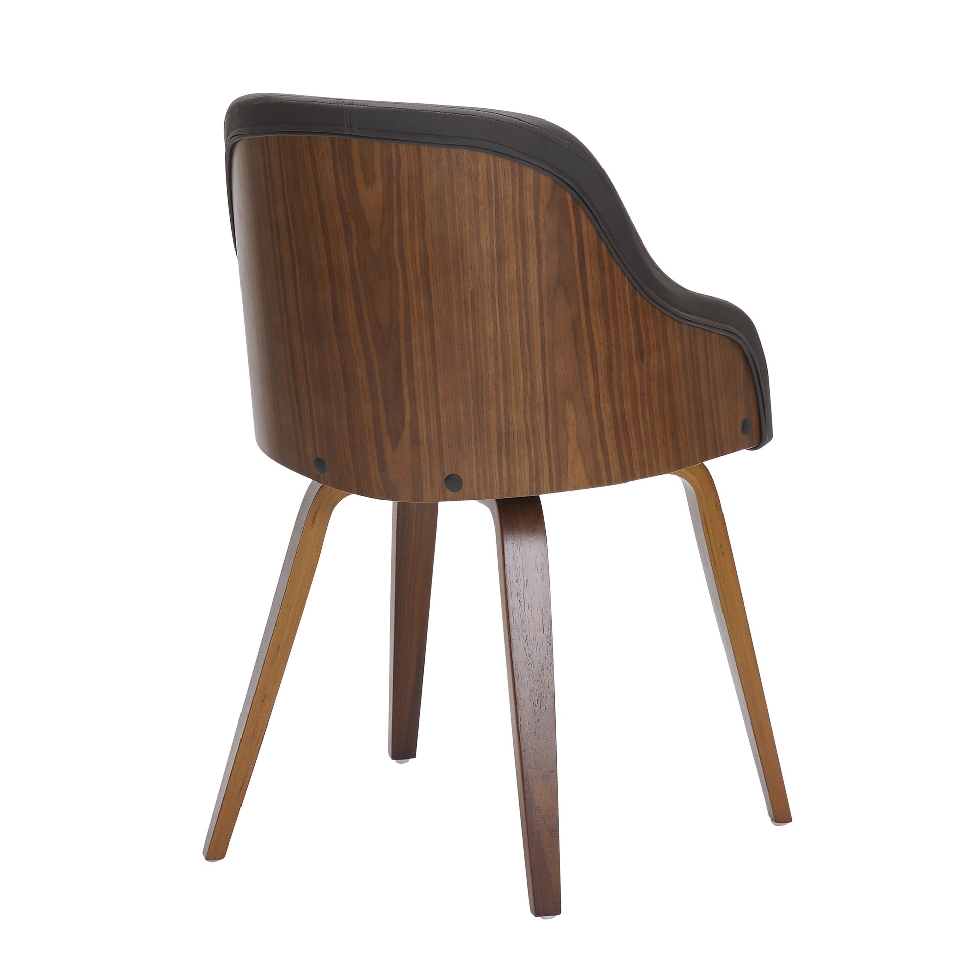 Bacci Mid-Century Modern Dining/Accent Chair in Walnut Wood and Brown Faux Leather by LumiSource