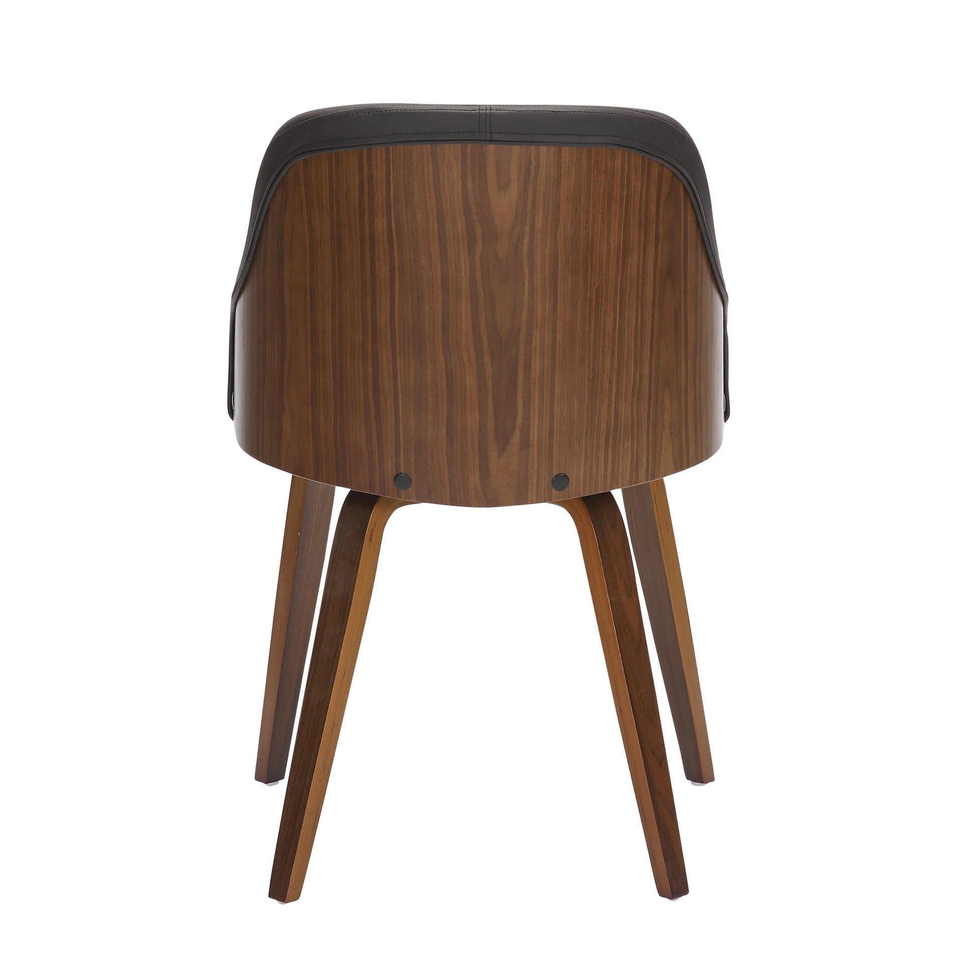 Bacci Mid-Century Modern Dining/Accent Chair in Walnut Wood and Brown Faux Leather by LumiSource