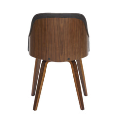 Bacci Mid-Century Modern Dining/Accent Chair in Walnut Wood and Brown Faux Leather by LumiSource