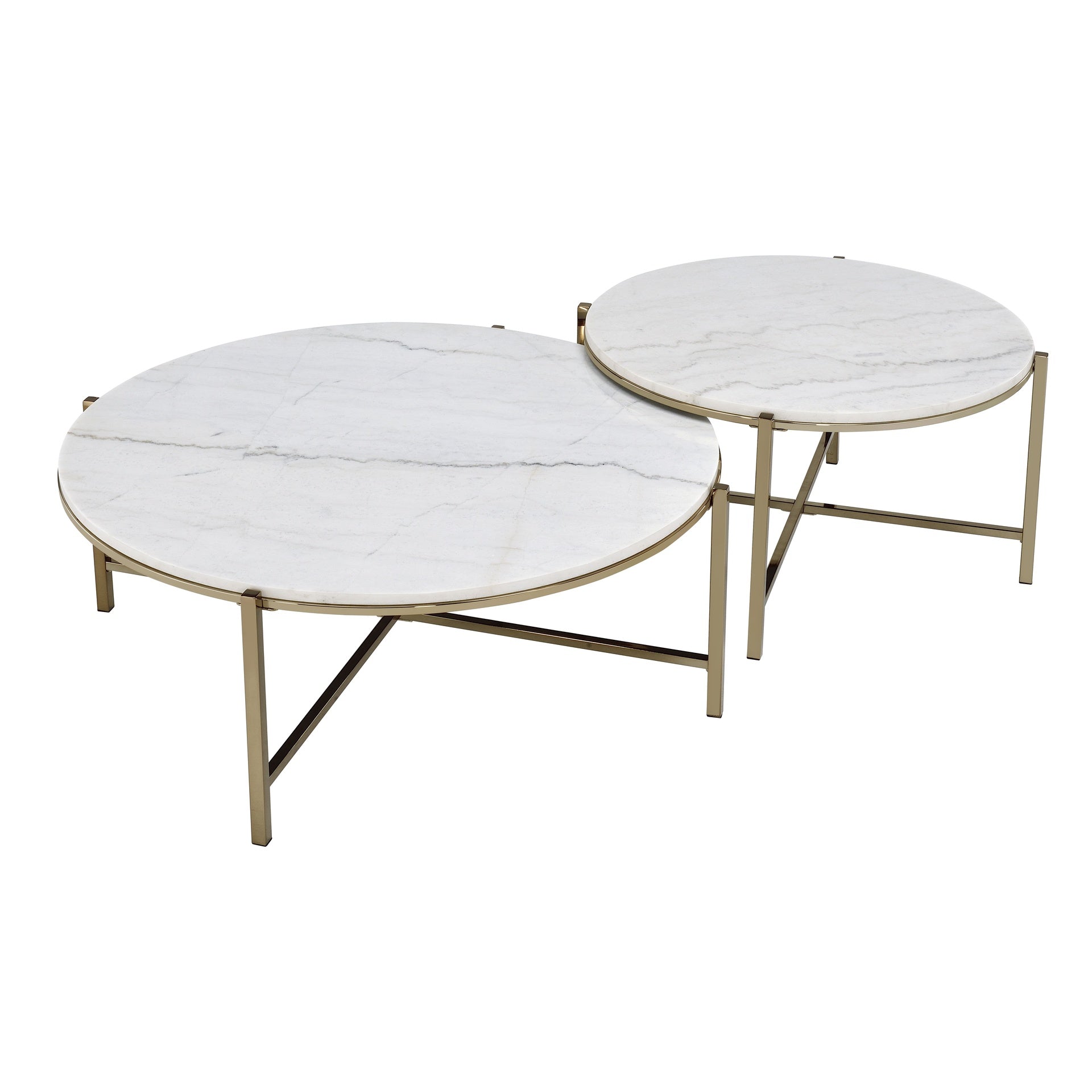 Zaidee Marble Top & Nickel Finish Nesting Table Set