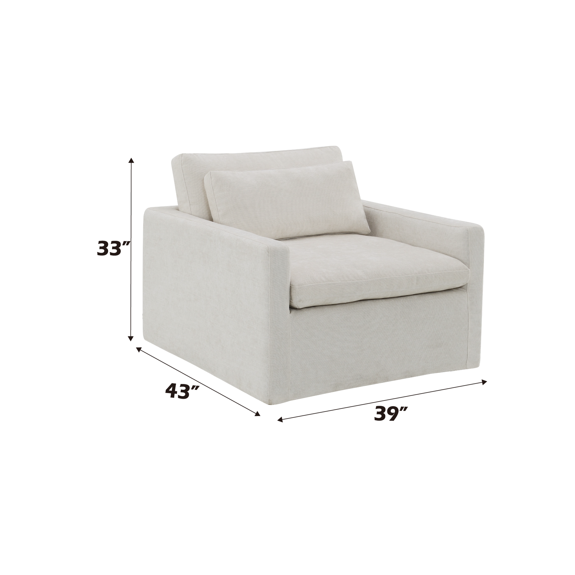 Naveen Ivory Fabric Swivel Chair with 1 Toss Pillow
