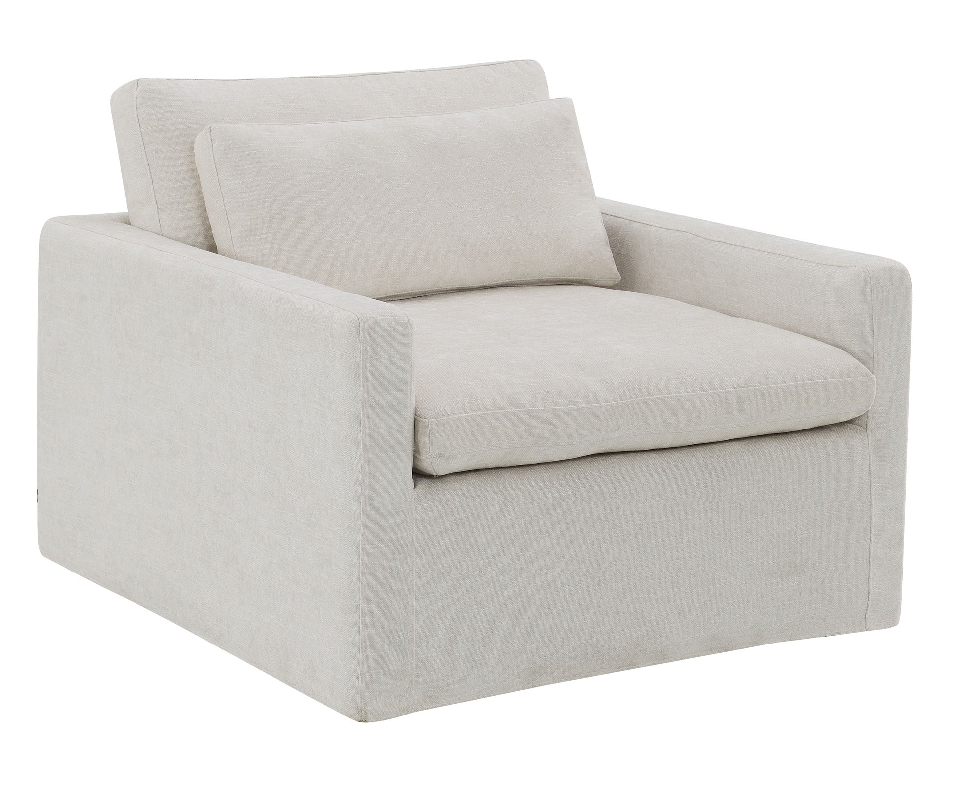 Naveen Ivory Fabric Swivel Chair with 1 Toss Pillow