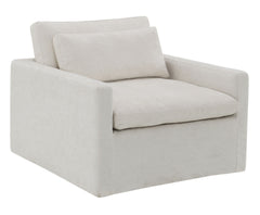 Naveen Ivory Fabric Swivel Chair with 1 Toss Pillow