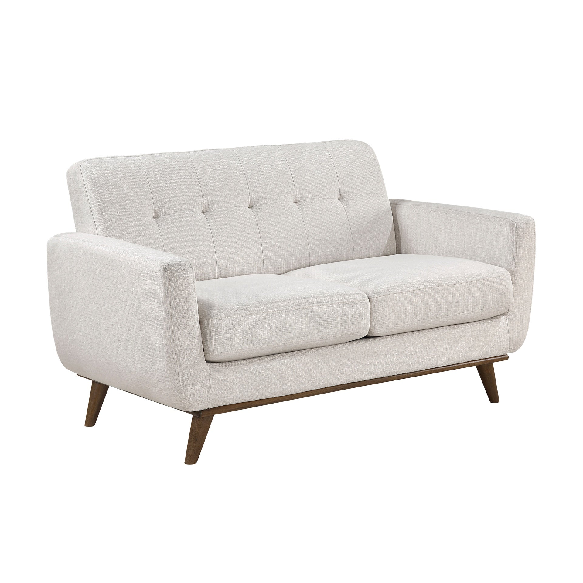 Contemporary Beige Love Seat Tufted Back Upholstered Cushion Seat Comfortable Solid Wood Legs Living Room Furniture 1pc