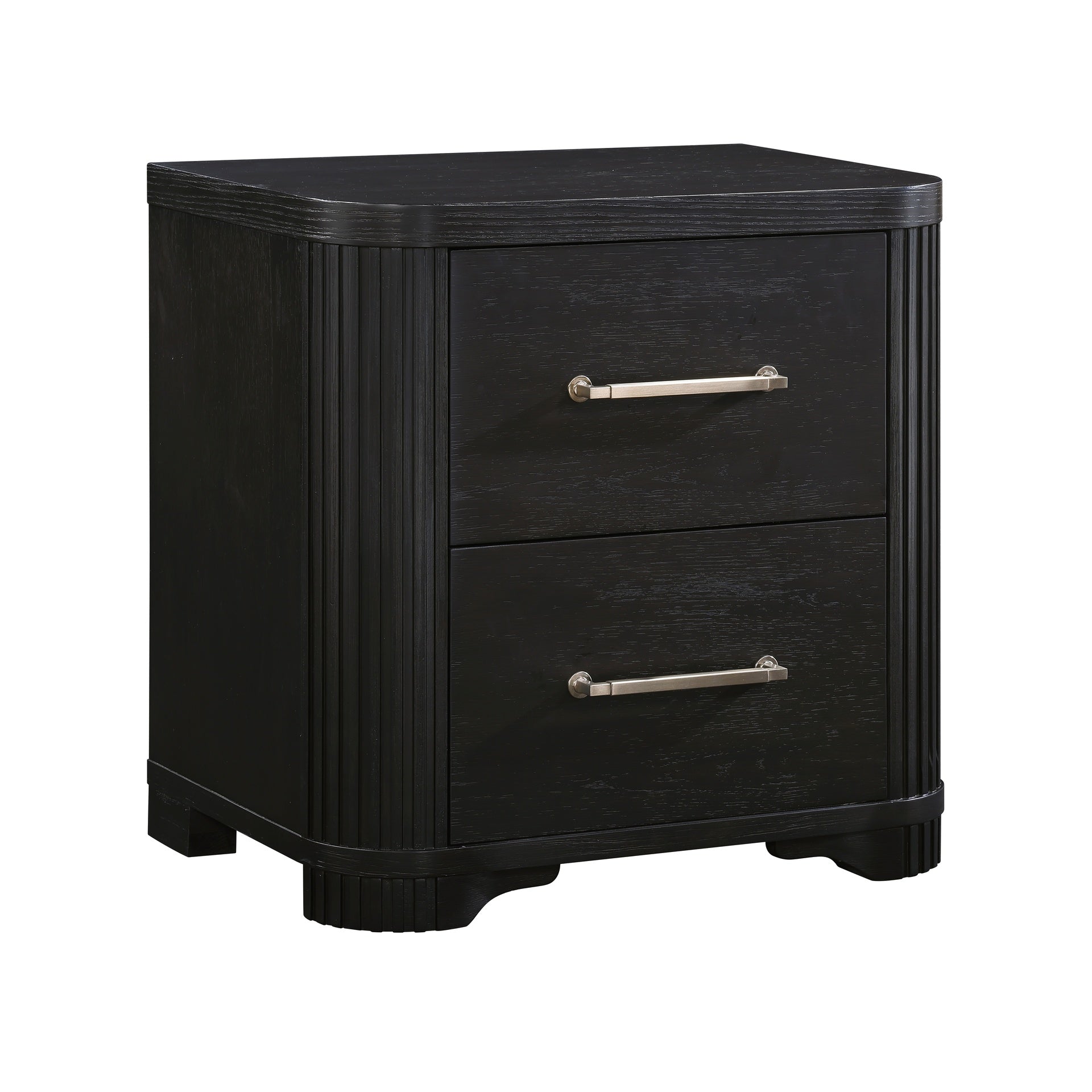 Modern Style Bedroom Furniture 1pc Nightstand of 2x Dovetail Drawers Charcoal Finish Elegant Design Bedside Table