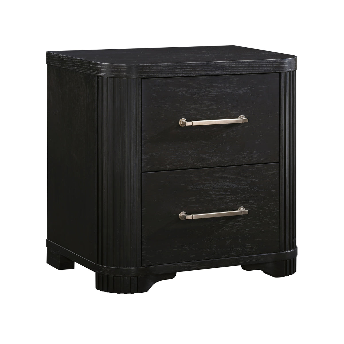Modern Style Bedroom Furniture 1pc Nightstand of 2x Dovetail Drawers Charcoal Finish Elegant Design Bedside Table