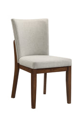 2pc Mid-century Brown Warm Wood Finish Curved Chairs Upholstered Seat Back Dining Room Wooden Solid Wood Furniture