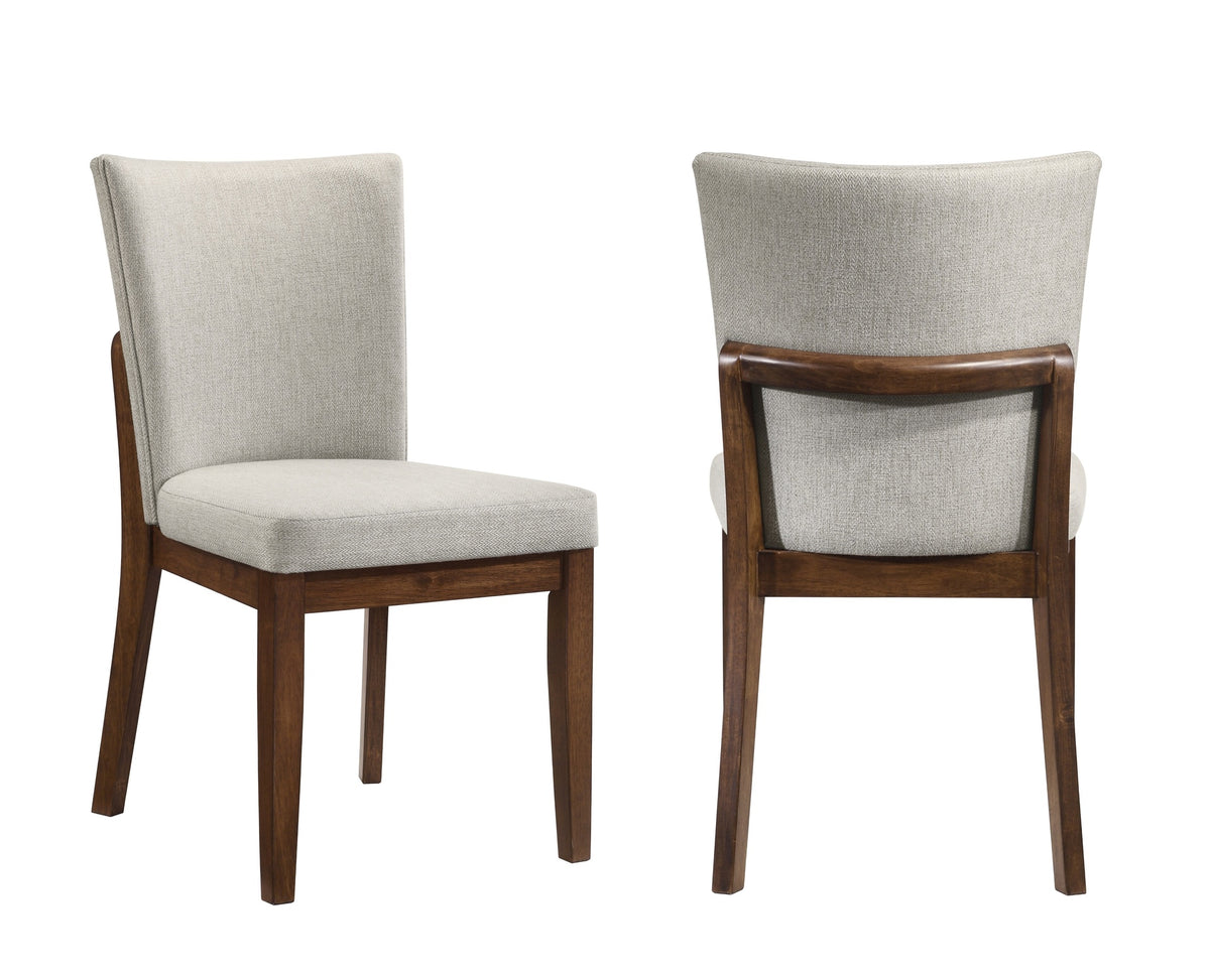 2pc Mid-century Brown Warm Wood Finish Curved Chairs Upholstered Seat Back Dining Room Wooden Solid Wood Furniture