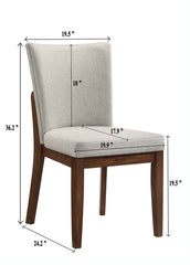 2pc Mid-century Brown Warm Wood Finish Curved Chairs Upholstered Seat Back Dining Room Wooden Solid Wood Furniture
