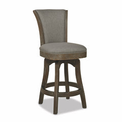 Henry 27" Armless Swivel Counter Height Bar Stool, Heathered Grey Linen