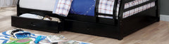 Twin Over Full Transitional Bunk Bed With Two Large Drawers Attached Ladder Made Of Solid Wood Black