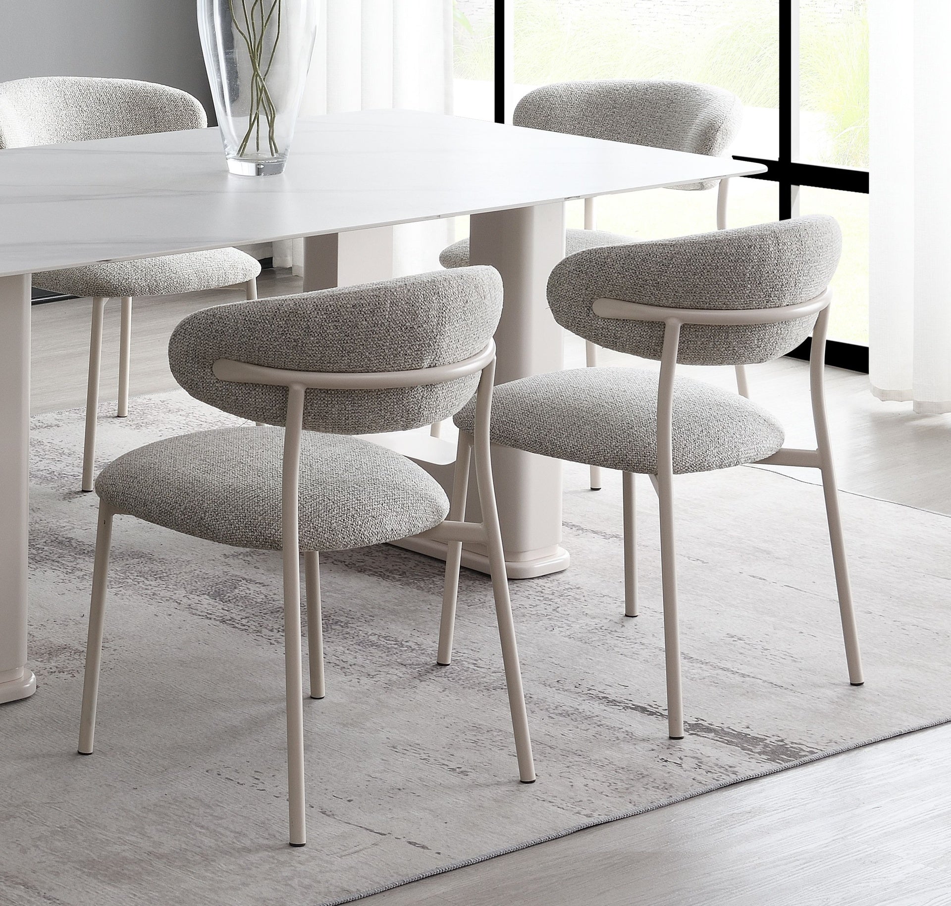Modern Luxury Dining Chairs 2pc Set Padded Seat Back Cushion Comfortable Metal Frame Dining Furniture