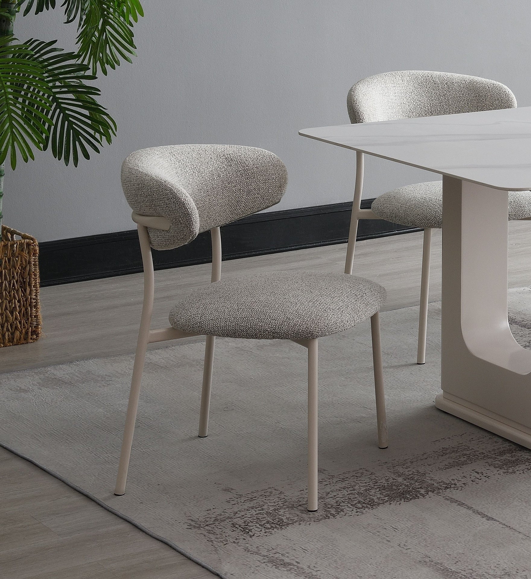 Modern Luxury Dining Chairs 2pc Set Padded Seat Back Cushion Comfortable Metal Frame Dining Furniture
