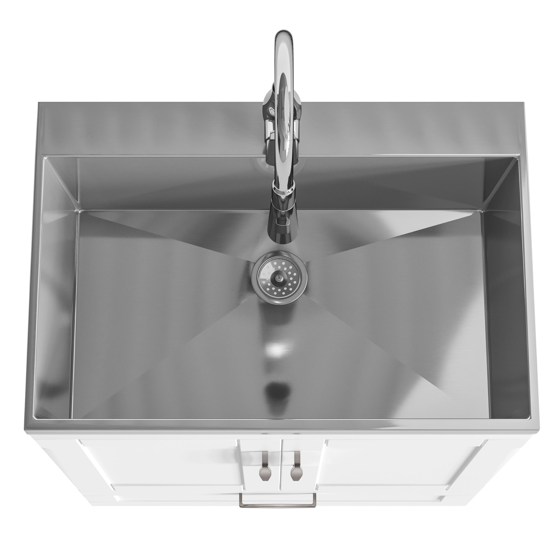 Reed - Deluxe 28" Laundry Cabinet with Pull-out Faucet and Stainless Steel Sink - Pure White