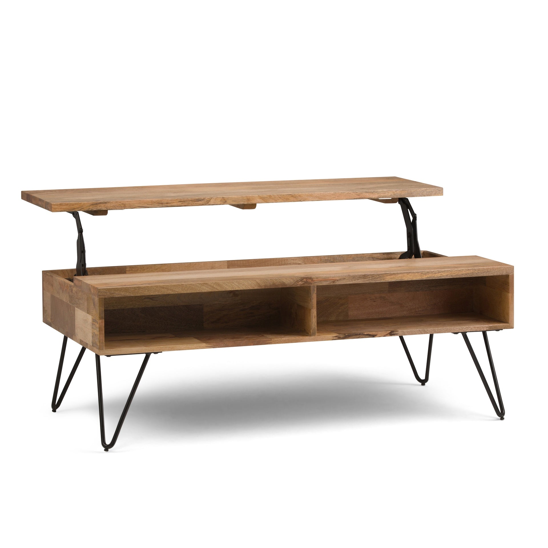 Hunter 48 inch Wide Solid Mango Wood Lift Top Coffee Table in Natural