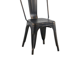 Set of 4 Sanded Matte Black Industrial Metal Dining Chairs 18 Inch Seat Height Stackable, Indoor Outdoor, Lightweight Easy-Clean Surface, Easy Assembly, Durable Modern Design, For Kitchen Restaurant