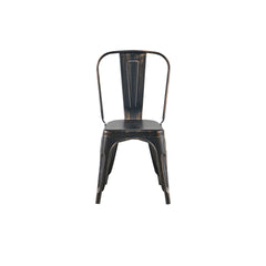 Set of 4 Sanded Matte Black Industrial Metal Dining Chairs 18 Inch Seat Height Stackable, Indoor Outdoor, Lightweight Easy-Clean Surface, Easy Assembly, Durable Modern Design, For Kitchen Restaurant