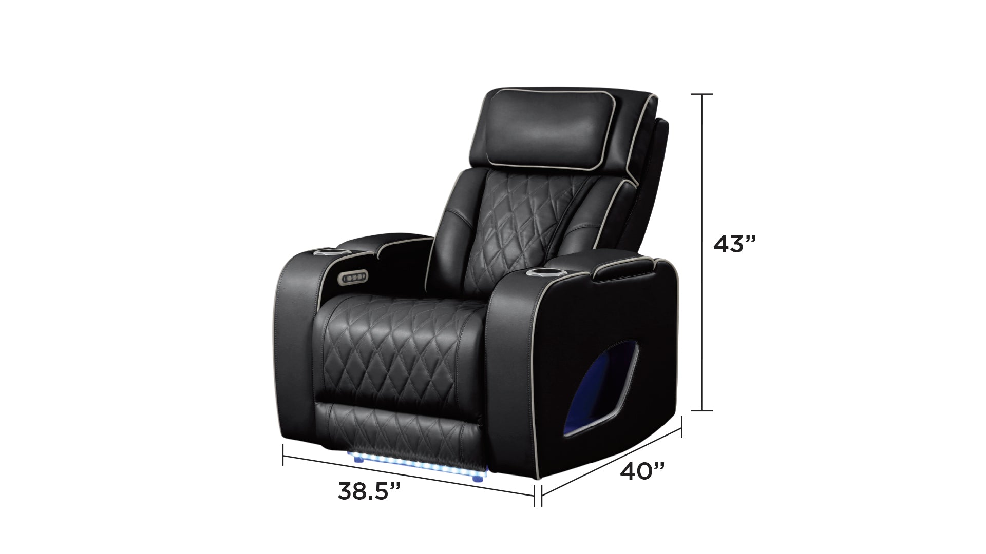 Fortuner Modern Style Upholstery Recliner 3PC Livingroom Set Made with Wood & Massage Function Included-Black (NJ Inventory)