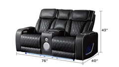 Fortuner Modern Style Upholstery Recliner 3PC Livingroom Set Made with Wood & Massage Function Included-Black (NJ Inventory)