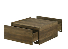 Trentino 31.5"W Oak Finish Square Coffee Table with 2 Drawers