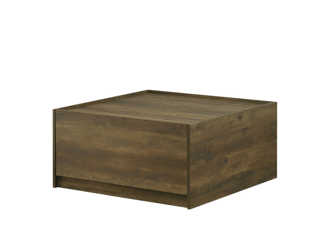 Trentino 31.5"W Oak Finish Square Coffee Table with 2 Drawers