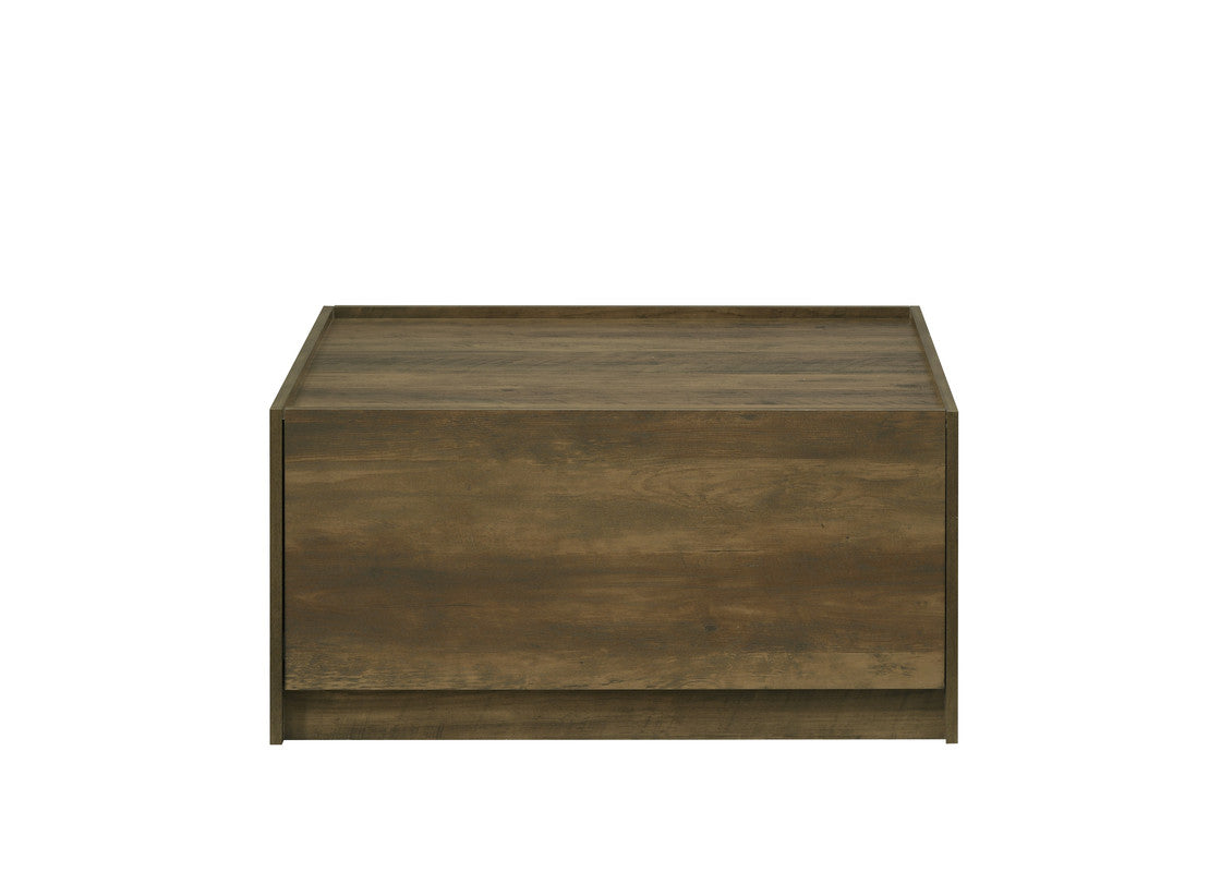 Trentino 31.5"W Oak Finish Square Coffee Table with 2 Drawers