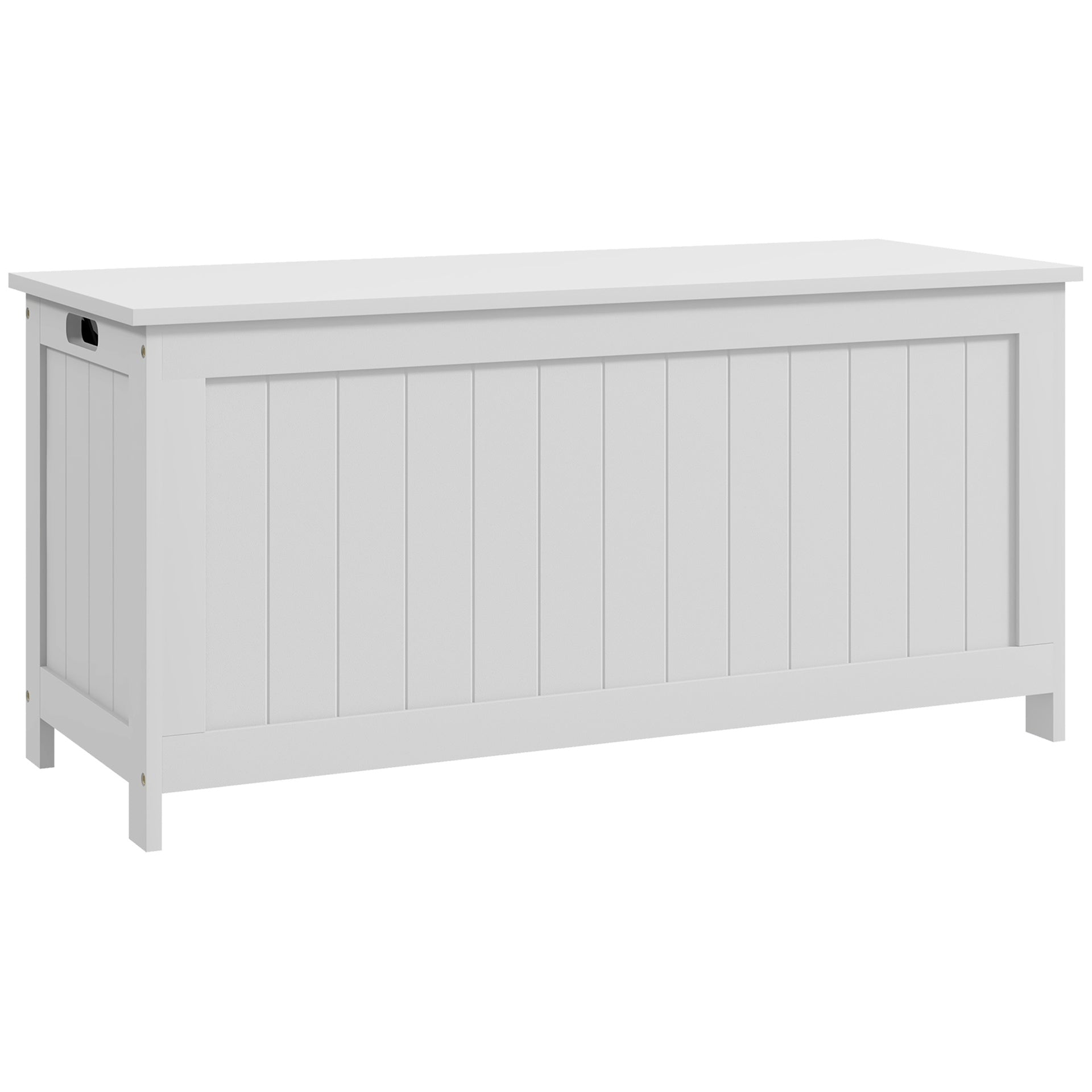 HOMCOM 39.4 inch Storage Chest w/ 2 Safety Hinges, Wooden Box, White