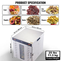 Food Dehydrator Machine, 10 Stainless Steel Trays, 1000W Electric Food Dryer with Digital Adjustable Timer & Temperature for Jerky, Herb, Meat, Beef, Fruit, Dog Treats and Vegetables
