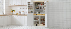 [Assembly Video Provided]TOPMAX 40.2x20x71.3inch High Freestanding Kitchen Pantry Large Cupboard Storage Cabinet with 2 Drawers, 2 Adjustable Shelves, 8 Door Shelves for Kitchen, Dining Room,White