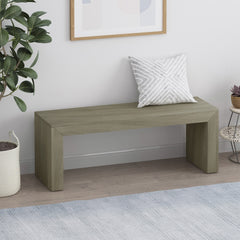 Acacia Wood Dining Bench, Light Gray Oak